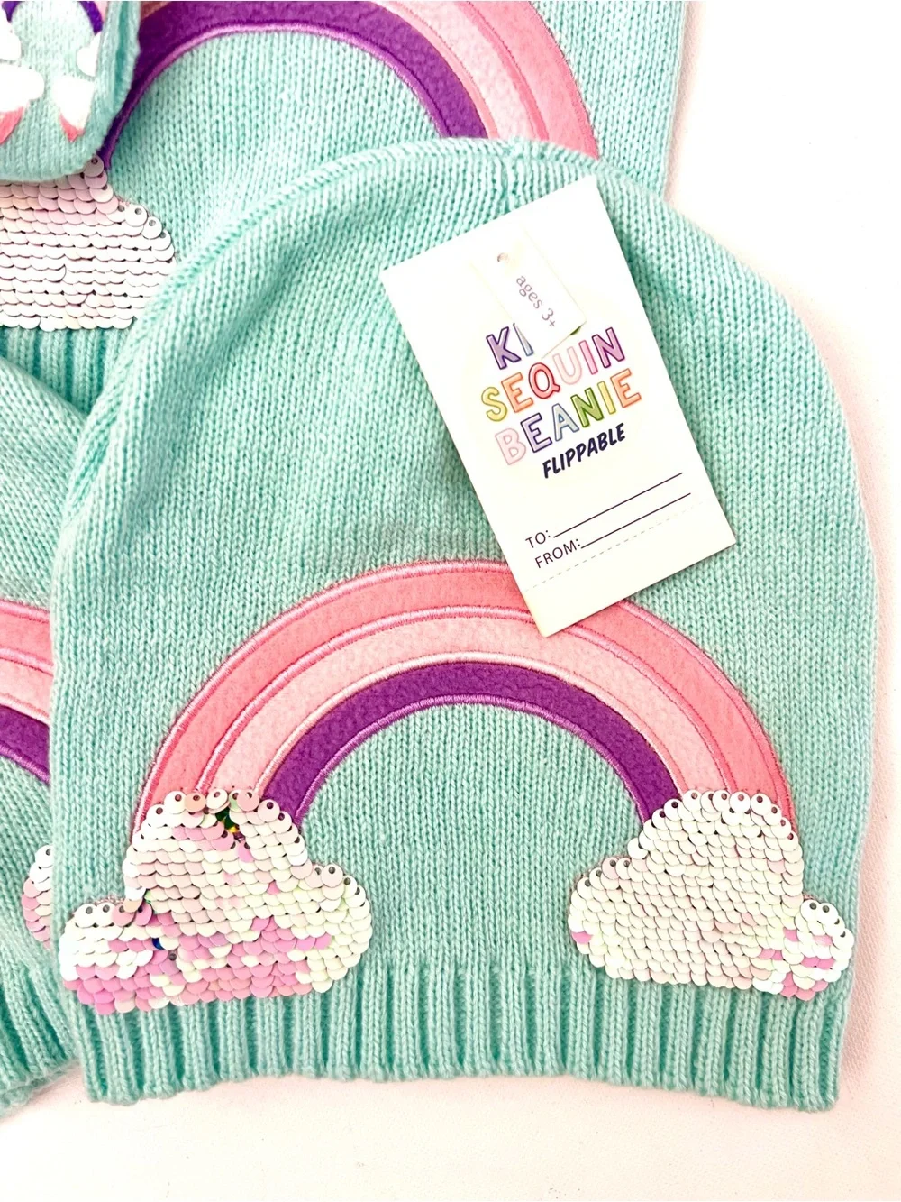Kids’ Winter Beanies (6) and Matching Mittens (2 Pairs): NWT